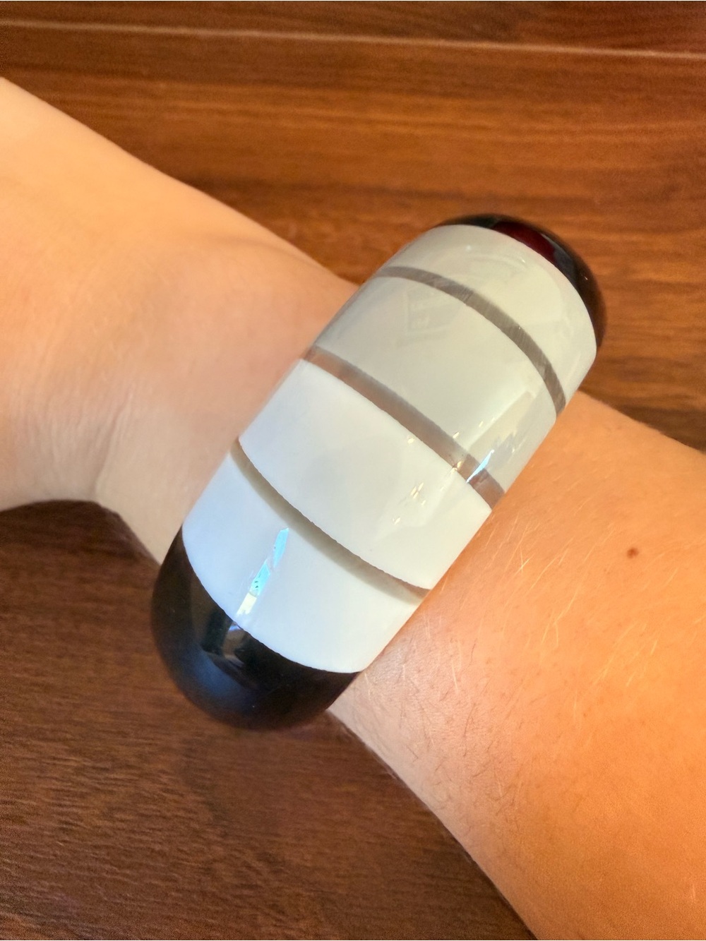 White and Black Fashion Bangle Bracelet - Stylish Wearable Accessory